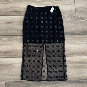 LOFT Black Floral Asymmetrical Skirt